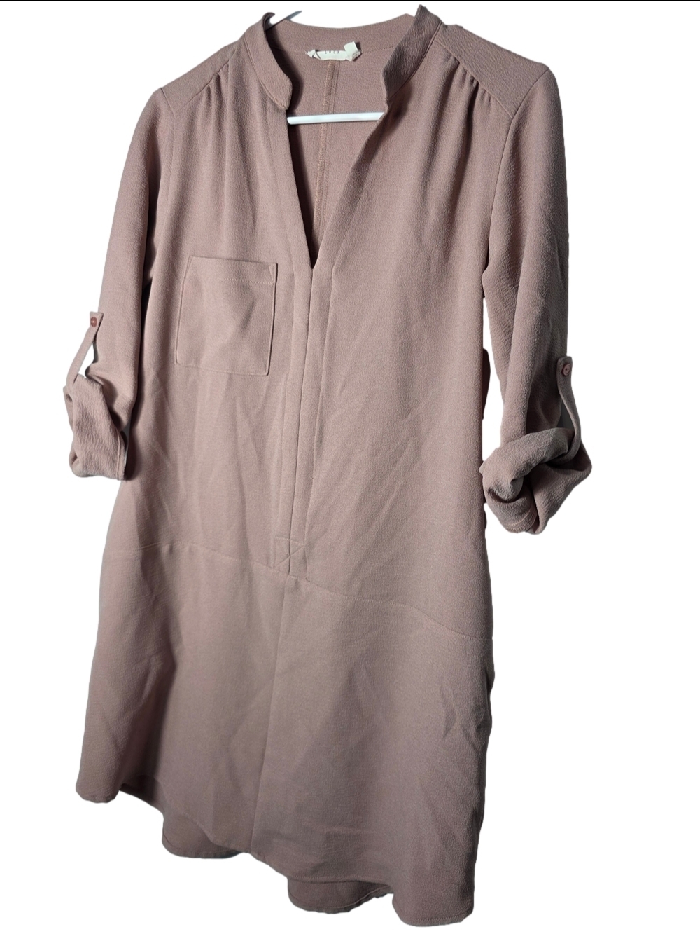 Lush Mauve V-Neck Midi Shift Dress Small